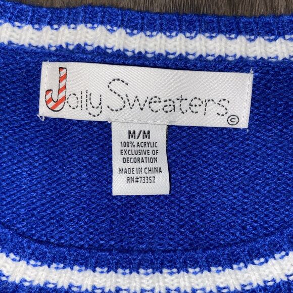 Jolly Sweaters Size M Blue Bro Where's the Party Holiday Ugly Christmas Sweater - Picture 8 of 16